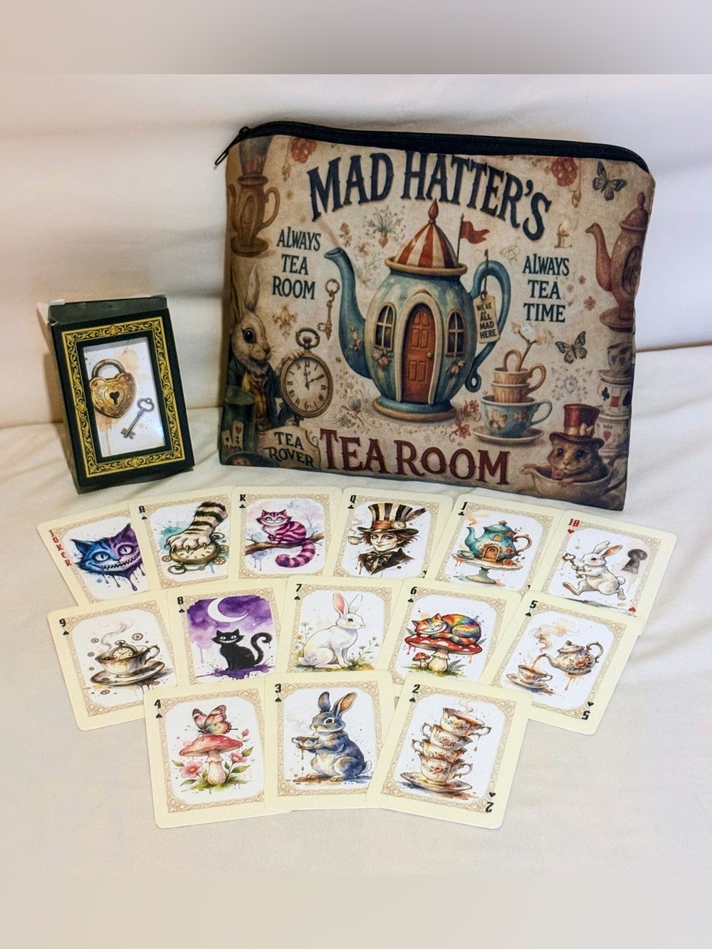 Mad Hatter Tea Room Bag w/CMD Tea Party Playing Cards - New
